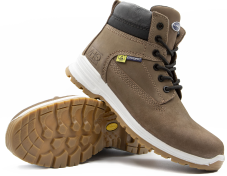 Chaussure de sécurité E17 BROWN Mixte - haute en cuir nubuck, S3 SRC HRO ESD + DGUV112-191