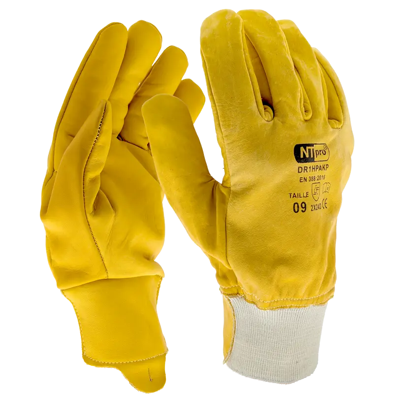 Gants DOCKER Cuir fleur de bovin DR1HPAKP hydrofuge avec protège artère (par 10 paires)