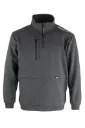 Sweat Col Zippé FAVORI Coton/Polyester avec molleton intérieur - Gris foncé 300gr 