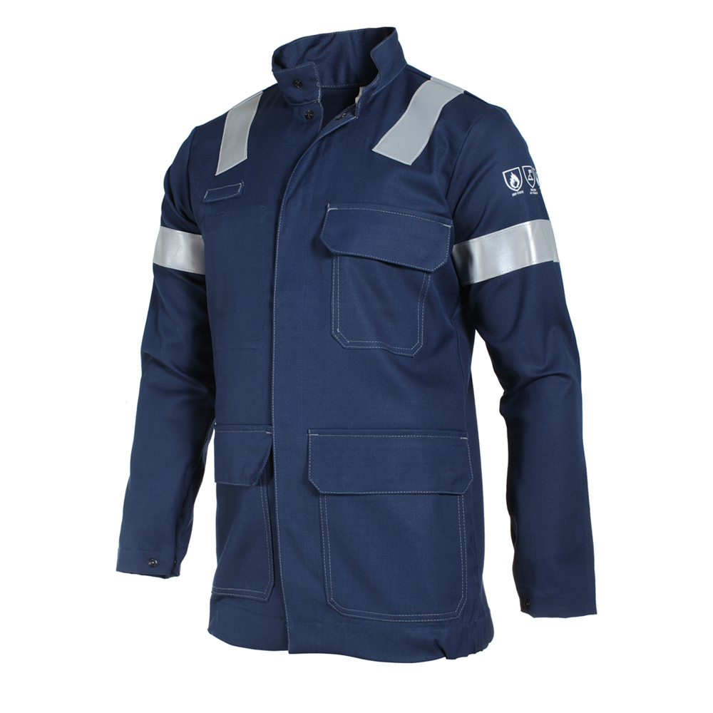 Veste avec bandes rétro TECHPROTECT Tissu Zone ATEX 300g (Marine)