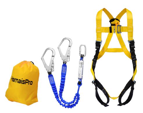 Kit Retenue sur Echafaudage, Harnais MONTEUR, Longe Y 1.50m + amortisseur