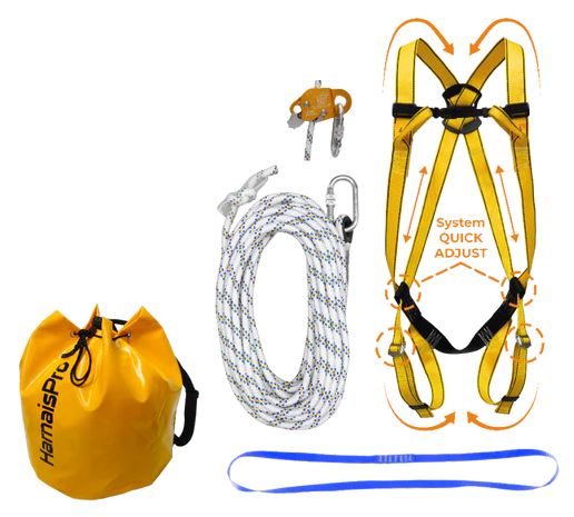 Kit Antichute, déplacement sur Toiture, Harnais EMPIRE, Cordage 30/50m