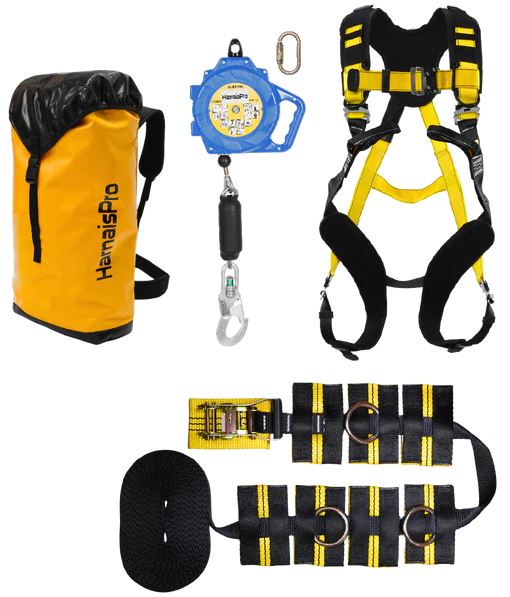 Kit Antichute, déplacement sur Toiture terrasse, Harnais FASTO, Enrouleur 11m