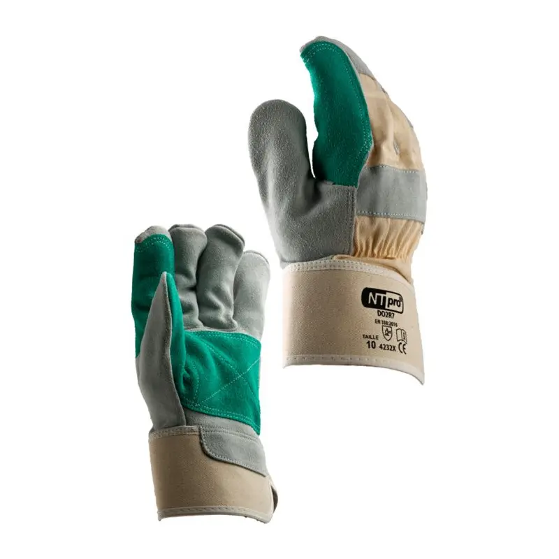 Gants DOCKER DO2R7 Cuir croûte de bovin - Barrette de renfort dos (par 10 paires)