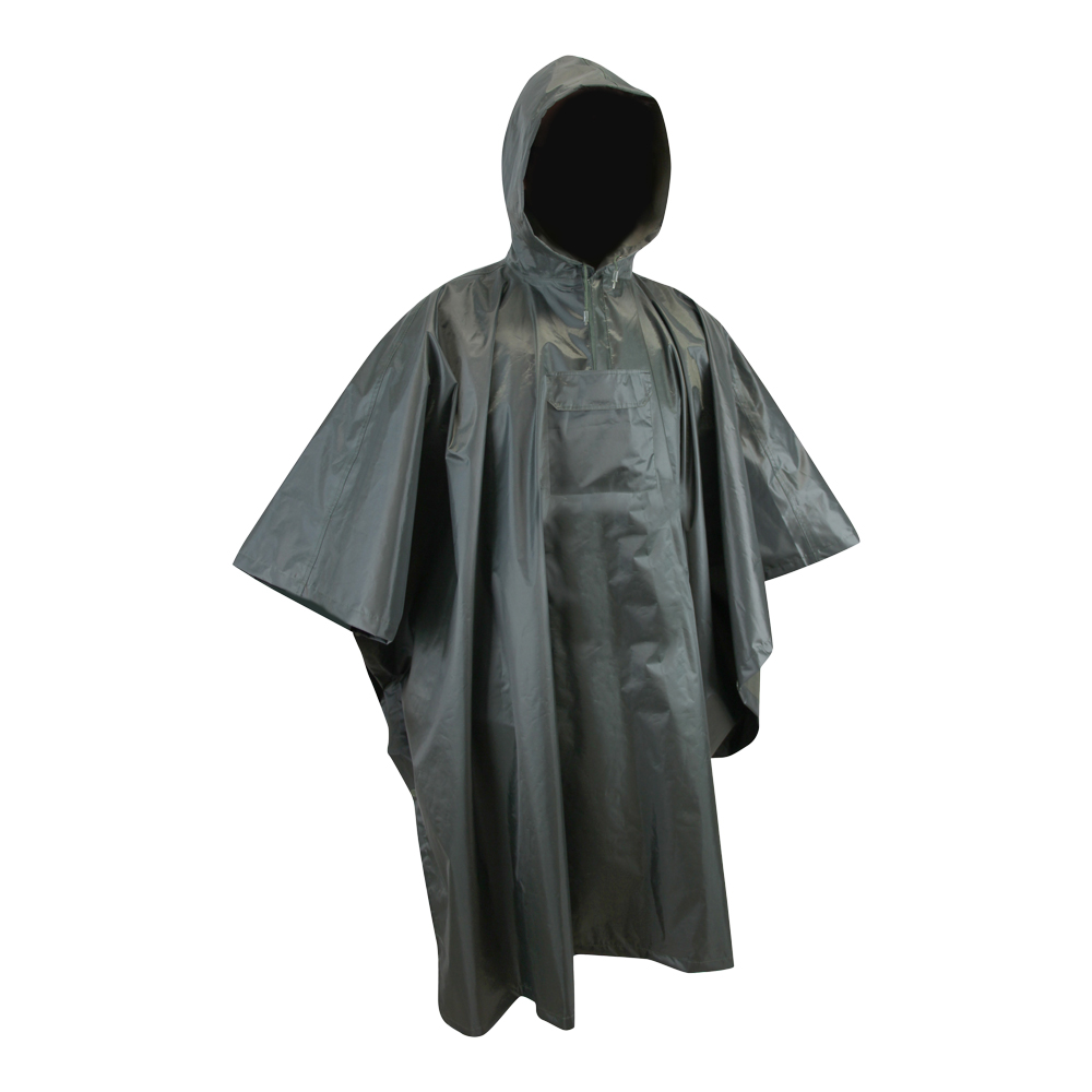 Poncho de pluie CLIMAT enduction PVC/PU - étanchéité 5000 mm 360gr Kaki foncé