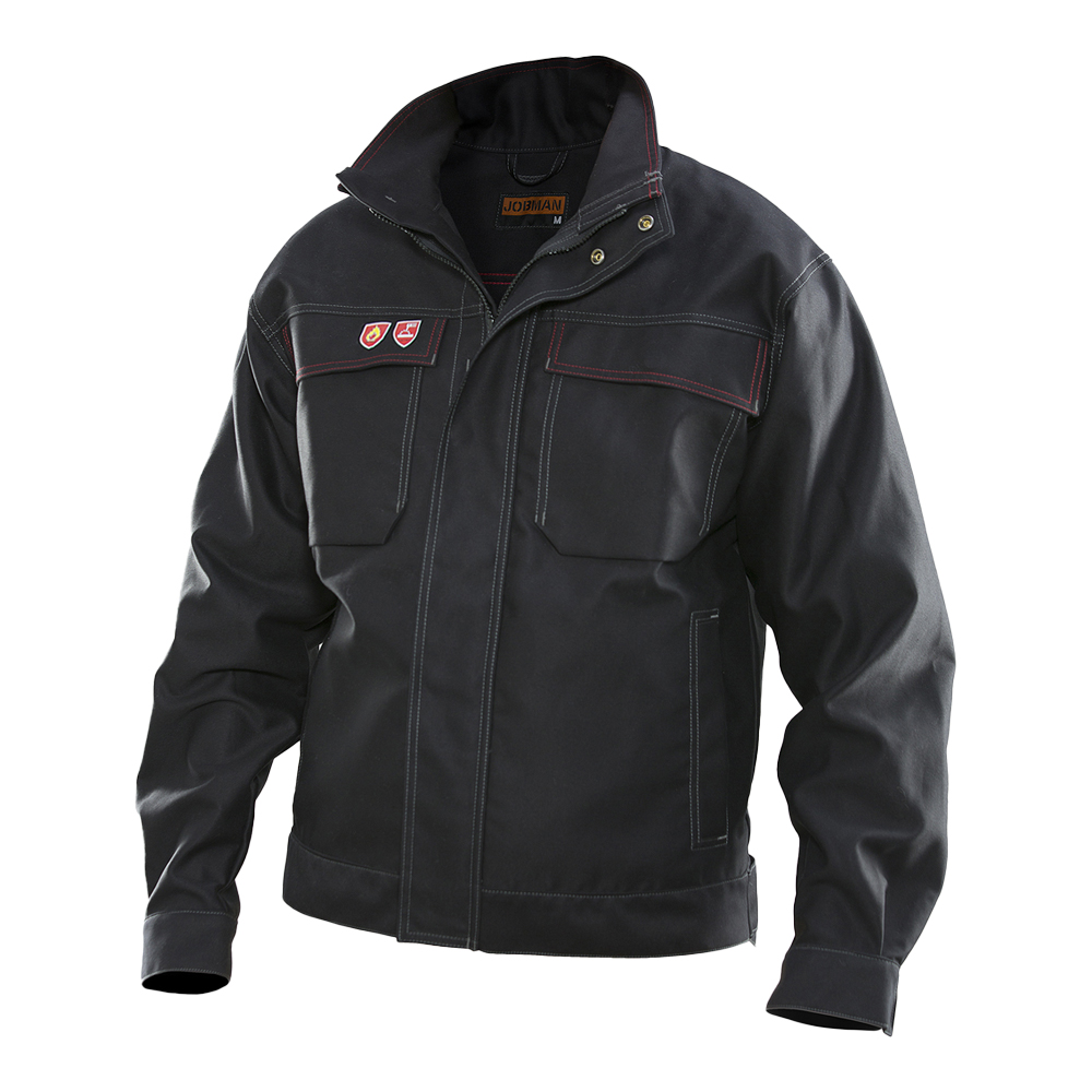 Veste Soudeur JOBMAN 100% Coton Retardateur de Flamme 350g (Noir)