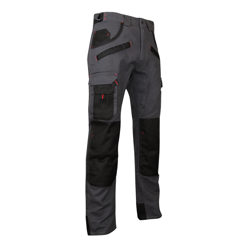 Pantalon ARGILE, Poches genouillères 60%Coton 40%Polyester 300gr Gris foncé/Noir