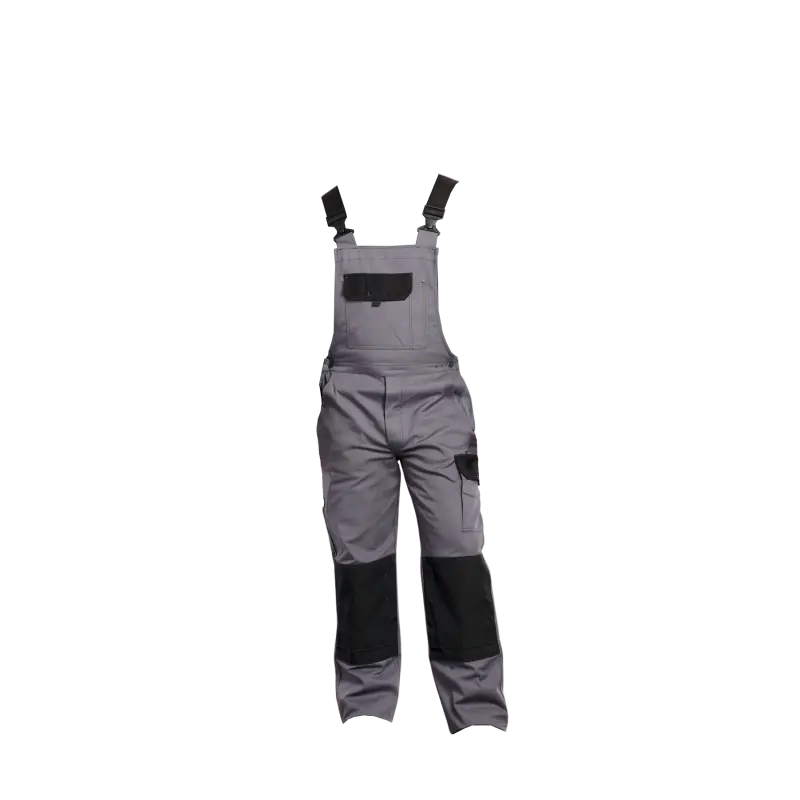 Cotte à bretelle KLAUS, Poches genouillères, Coton 60% Polyester 40% Gris/Noir 310gr