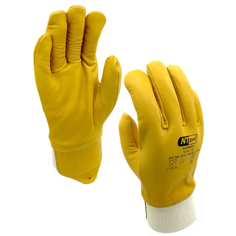 Gants Docker cuir Hiver et hydrofuge NORWAY doublure en molleton coton (par 10 paires)