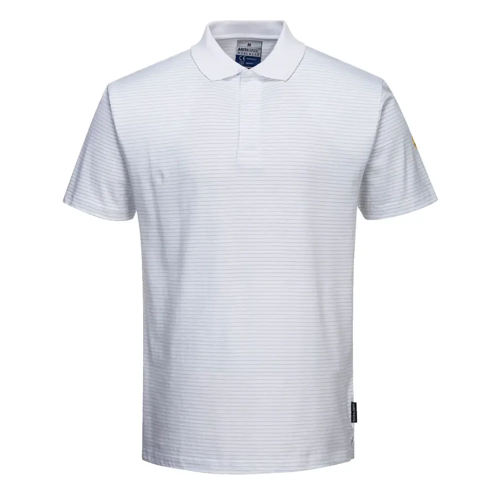Polo Antistatique ESD AS21 - Tissu 96%Polyester 4%Fibre carbone 195gr 