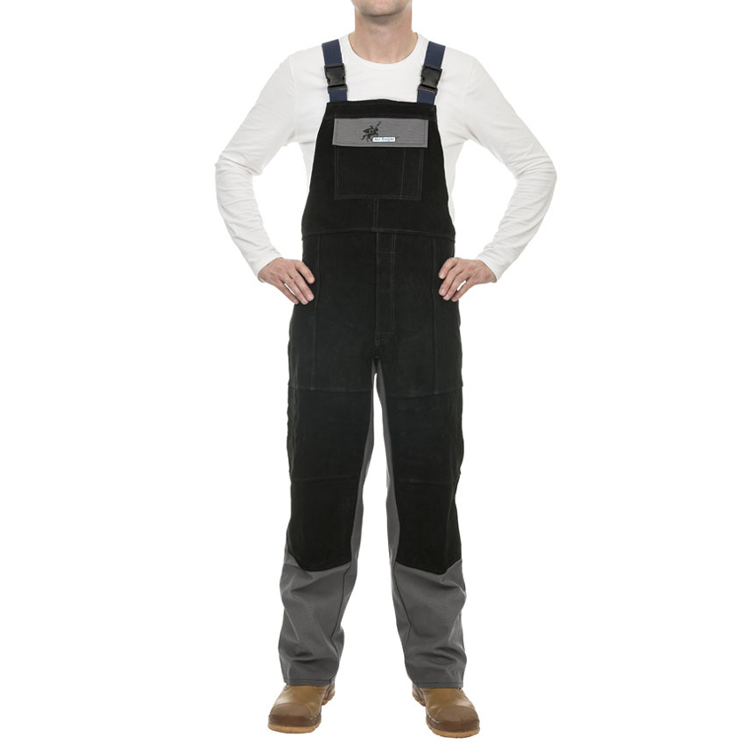 Salopette de soudeur en Coton ignifugé 520g - Renforts en Cuir croûte de vache