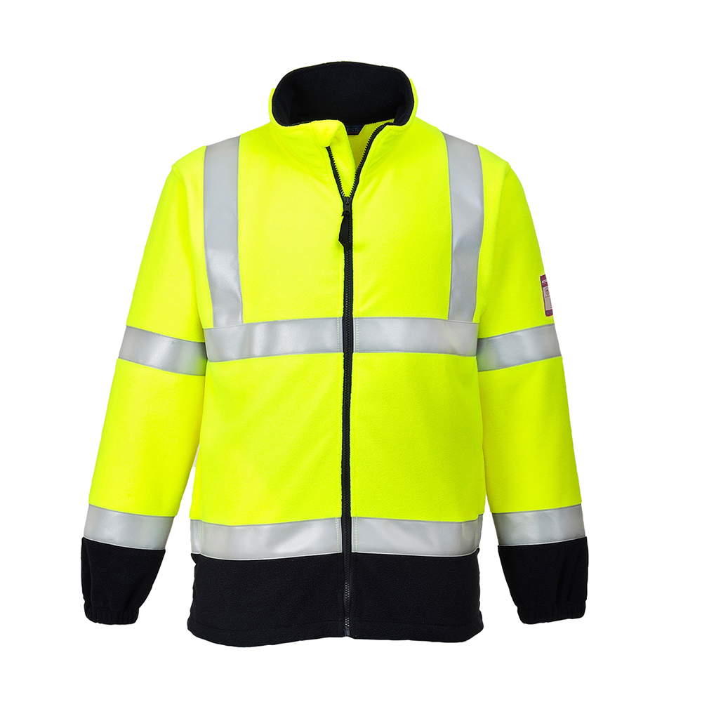 Polaire HV antistatique MODAFLAME FR31, Arc électrique et Retardateur de flamme (Jaune/Marine)