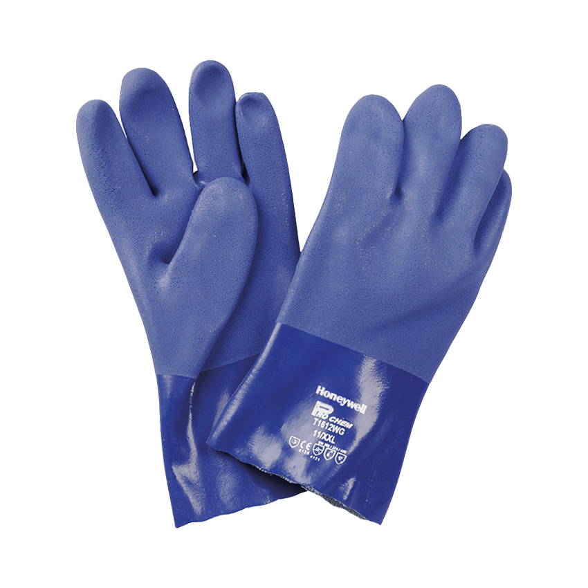 Gants PVC ProChem-T1612WG doublé Coton longueur 30cm Bleu (4.1.2.1.X)