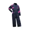 Combinaison ENFANT bicolore FLEUR double fermeture 65%Polyester 35%Coton 245g bleu foncé/rose