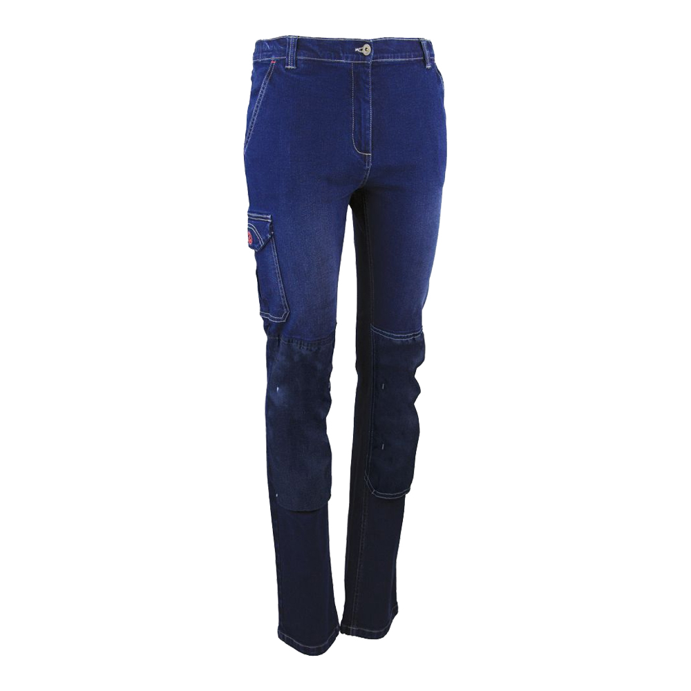 Pantalon Stretch Femme FLEXION, Poches genouillères (Denim)