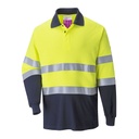 Polo HV Manches Longues, MODAFLAME FR74, Arc électrique et Retardateur de flamme (Jaune/Marine)