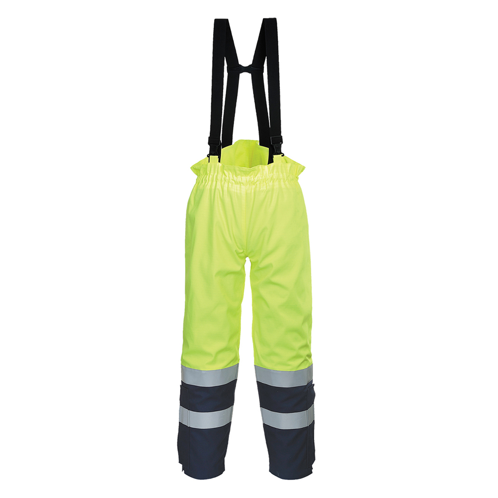 Pantalon de pluie HV FR78 Tissu Zone ATEX et doublure fixe (Jaune/Marine)