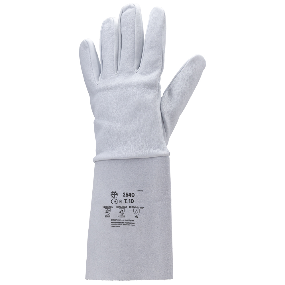 Gants Soudeur TIG, cuir pleine fleur d'agneau avec manchette